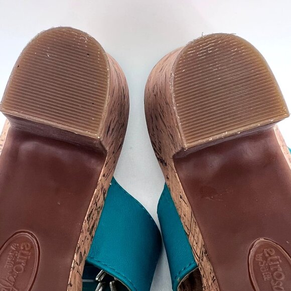 Eurosoft by Sofft Fayann Turquoise Cork Wedge Platform Heels Womens Shoes 10W - Picture 8 of 16